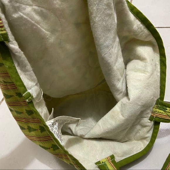 Vintage Christmas Shopping Tote Bag Purse Pine Tree Print Cloth Canvas 20X14” - Picture 5 of 8